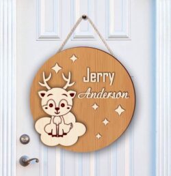 Deer door sign E0021197 file cdr and dxf free vector download for laser cut