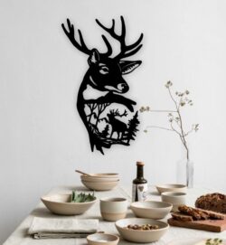Deer wall decor E0021100 file cdr and dxf free vector download for laser cut plasma