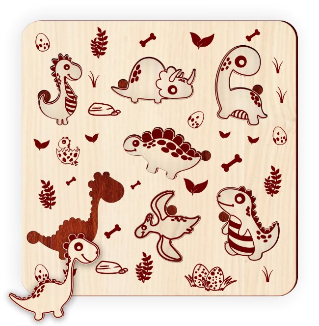 Dinosaur puzzle E0021255 file cdr and dxf free vector download for laser cut