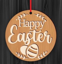 Easter round sign E0020991 file cdr and dxf free vector download for laser cut