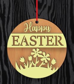 Easter round sign E0021144 file cdr and dxf free vector download for laser cut