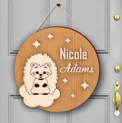 Hedgehog door sign E0021199 file cdr and dxf free vector download for laser cut