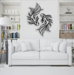 Koi fish wall decor E0021324 file cdr and dxf free vector download for laser cut plasma