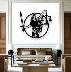Lady justice wall decor E0021326 file cdr and dxf free vector download for laser cut plasma