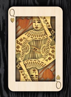 Layered Queen of heart card E0021216 file cdr and dxf free vector download for laser cut