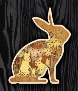 Layered bunny E0021278 file cdr and dxf free vector download for laser cut
