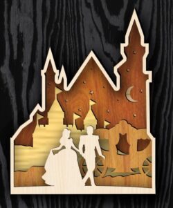 Layered castle princess E0021114 file cdr and dxf free vector download for laser cut