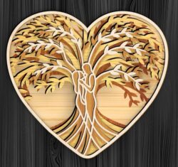 Layered heart tree E0020932 file cdr and dxf free vector download for laser cut
