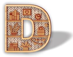 Letter D shelf E0021175 file cdr and dxf free vector download for laser cut