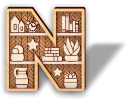Letter N shelf E0021185 file cdr and dxf free vector download for laser cut