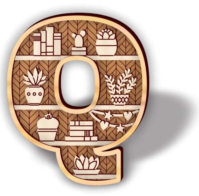Letter Q shelf E0021188 file cdr and dxf free vector download for laser cut