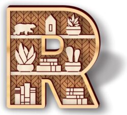 Letter R shelf E0021189 file cdr and dxf free vector download for laser cut