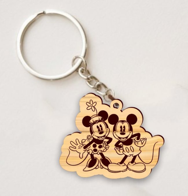 Mickey and Minnie keychain E0021007 file cdr and dxf free vector download for laser cut