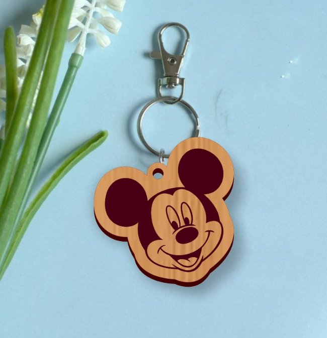 Mickey keychain E0020890 file cdr and dxf free vector download for laser cut
