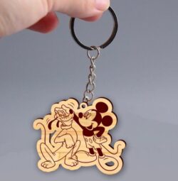 Mickey with pluto keychain E0021006 file cdr and dxf free vector download for laser cut