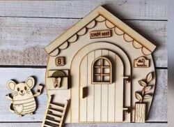 Mouse house door E0021333 file cdr and dxf free vector download for laser cut