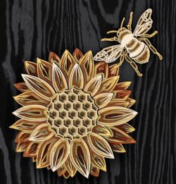 Multilayer bee sunflower E0021101 file cdr and dxf free vector download for laser cut