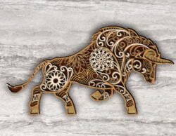 Multilayer buffalo E0021311 file cdr and dxf free vector download for laser cut