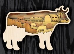 Multilayer cow E0021306 file cdr and dxf free vector download for laser cut