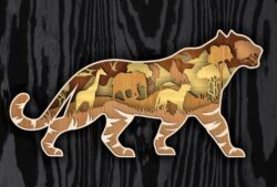 Multilayer tiger E0021308 file cdr and dxf free vector download for laser cut