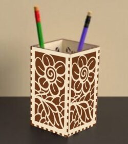 Pencil holder E0021271 file cdr and dxf free vector download for laser cut