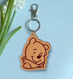 Pooh bear keychain E0020894 file cdr and dxf free vector download for laser cut