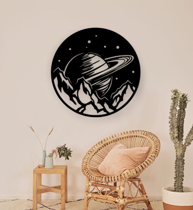 Saturn wall decor E0021086 file cdr and dxf free vector download for laser cut plasma