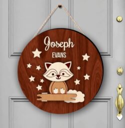Raccoon door sign E0021291 file cdr and dxf free vector download for laser cut