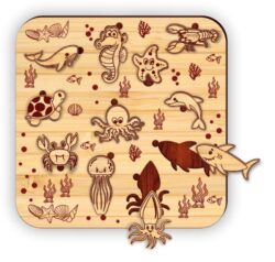 Sea animals puzzle E0021081 file cdr and dxf free vector download for laser cut