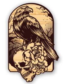 Skull and crow E0021037 file cdr and dxf free vector download for laser engraving machine