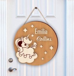 Unicorn door sign E0021202 file cdr and dxf free vector download for laser cut
