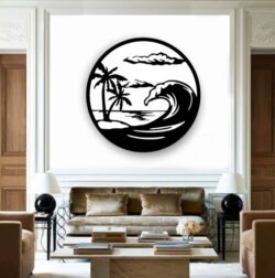 Wave wall decor E0021151 file cdr and dxf free vector download for laser cut plasma