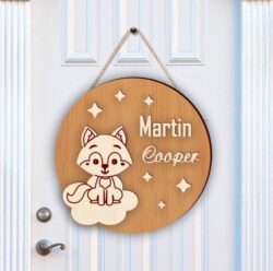 Wolf door sign E0021203 file cdr and dxf free vector download for laser cut