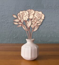 Wooden flowers E0021600 file cdr and dxf free vector download for laser cut
