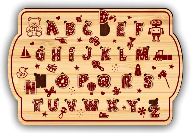 Aphabet puzzle E0021379 file cdr and dxf free vector download for laser cut