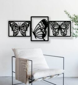 Butterflies wall decor E0021396 file cdr and dxf free vector download for laser cut plasma