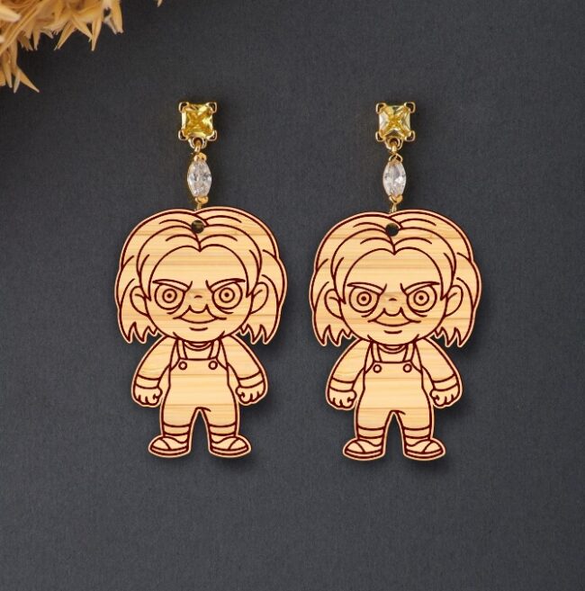 Chucky earrings E0021561 file cdr and dxf free vector download for laser cut