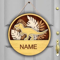 Dinosaur sign door E0021700 file cdr and dxf free vector download for laser cut