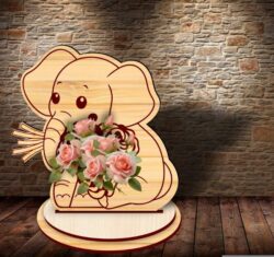 Elephants flower holder E0021441 file cdr and dxf pdf free vector download for Laser cut