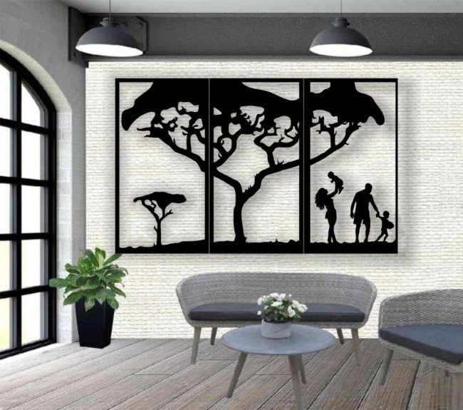 Family wall decor E0021389 file cdr and dxf free vector download for laser cut plasma