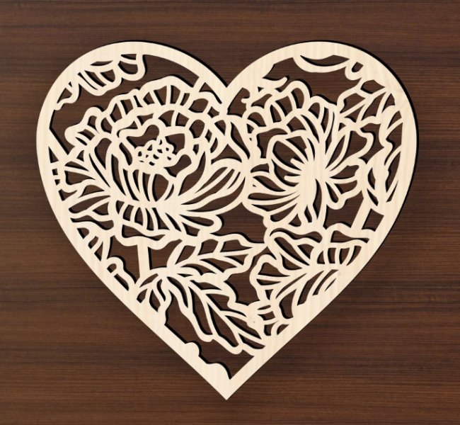 Flower heart E0021477 file cdr and eps svg free vector download for laser cut