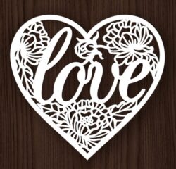 Flower heart E0021478 file cdr and eps svg free vector download for laser cut