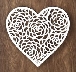 Flower with heart E0021480 file cdr and eps svg free vector download for laser cut