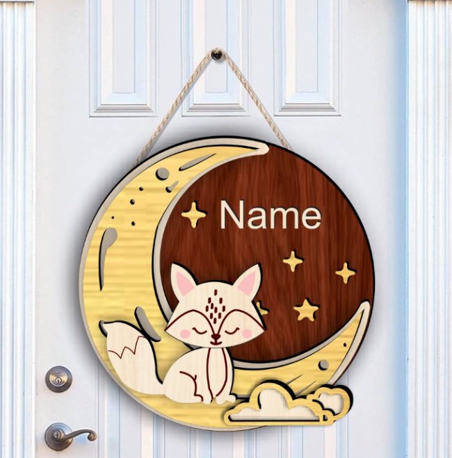 Fox door sign E0021548 file cdr and dxf free vector download for laser cut