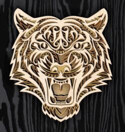 Layered Tiger E0021598 file cdr and dxf free vector download for laser cut