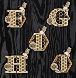 Layered alphabet E0021432 file cdr and dxf pdf free vector download for Laser cut