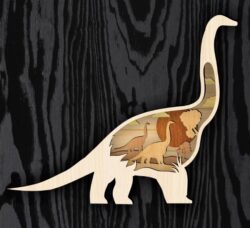 Layered dino diplodocus E0021557 file cdr and dxf free vector download for laser cut