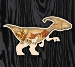 Layered dino parasaurolophus E0021556 file cdr and dxf free vector download for laser cut