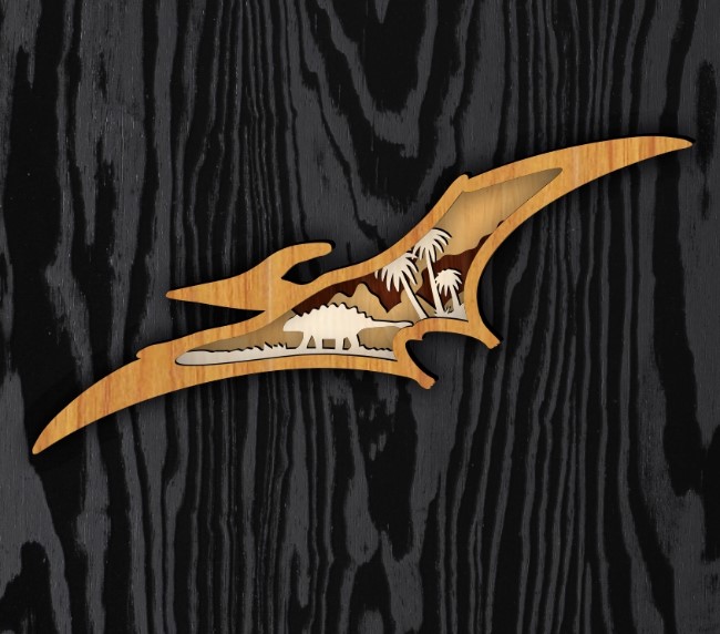 Layered dino pterodactyl E0021558 file cdr and dxf free vector download for laser cut