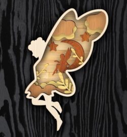 Layered fairy E0021426 file cdr and dxf free vector download for laser cut